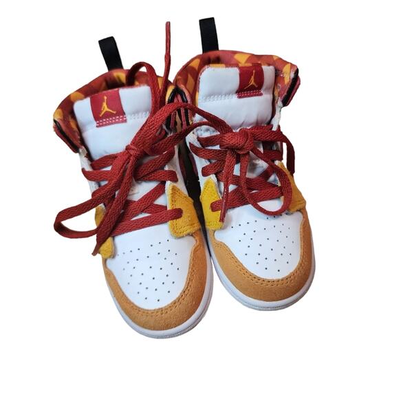 Nike Air Jordan 1 Mid Picnic White Red Orange Yellow Retro DX2460-601 GS… - Picture 3 of 8